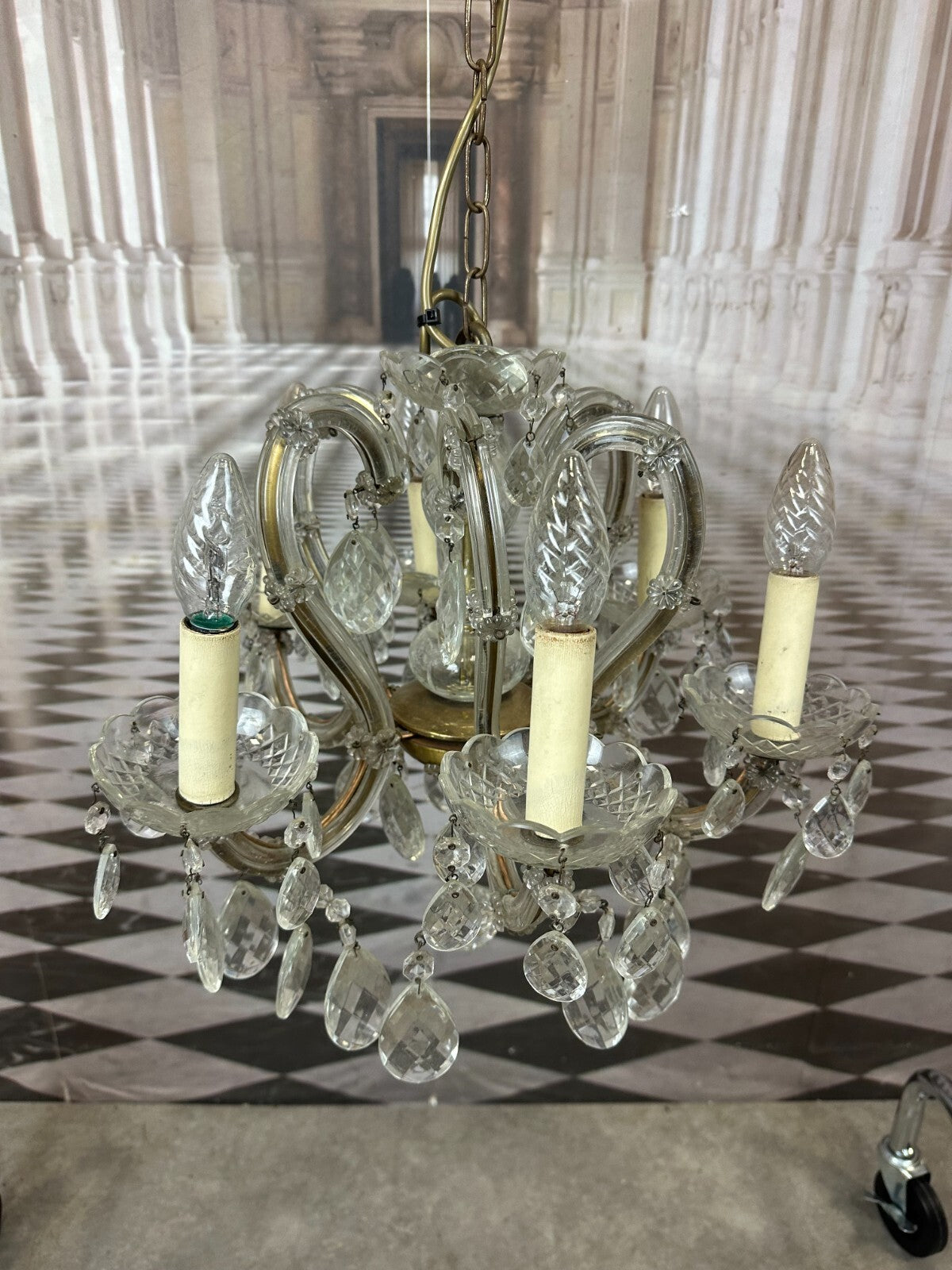 Deckenleuchter aus Glas mit Behang Deckenlampe Prunkleuchter Kronleuchter