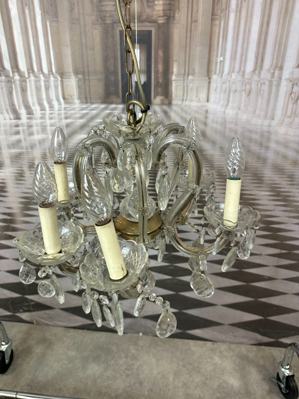 Deckenleuchter aus Glas mit Behang Deckenlampe Prunkleuchter Kronleuchter