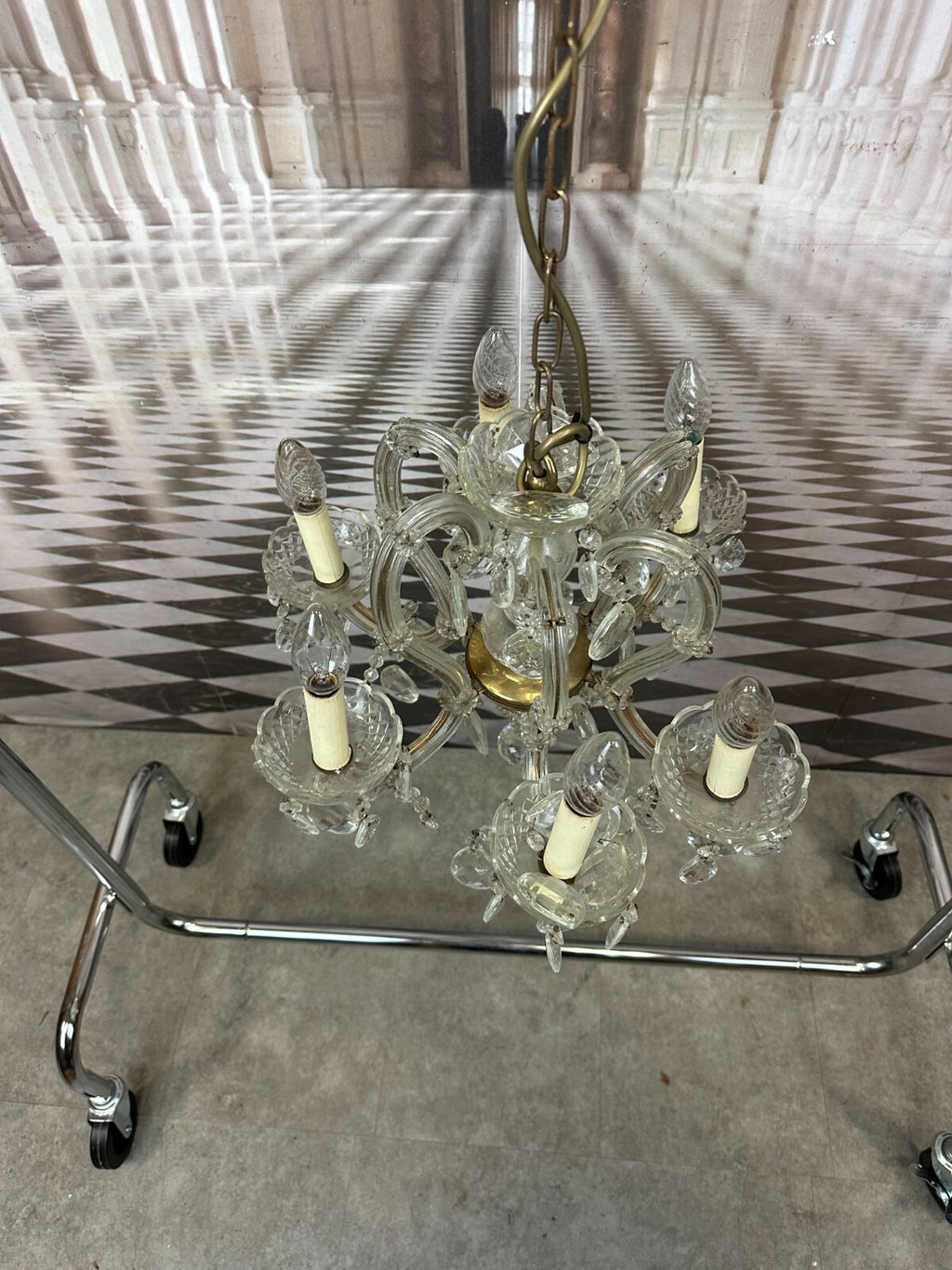 Deckenleuchter aus Glas mit Behang Deckenlampe Prunkleuchter Kronleuchter