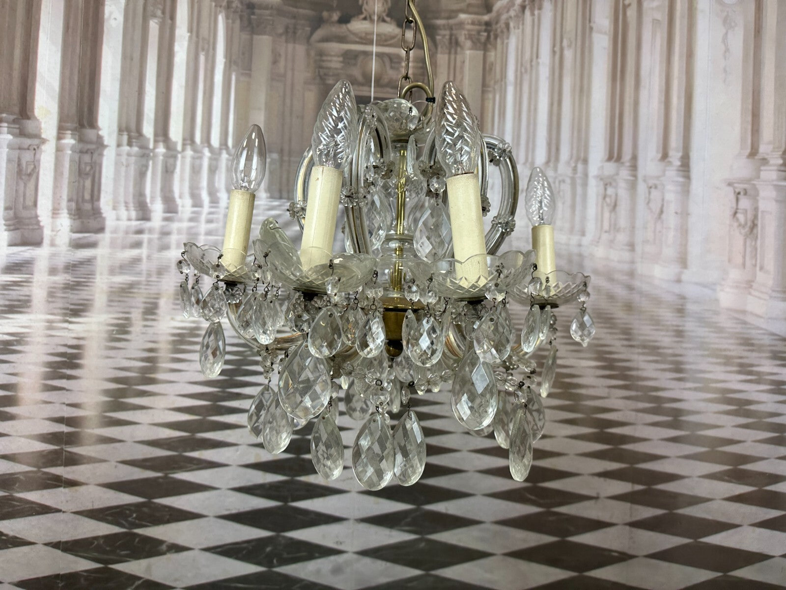 DECKENLEUCHTER AUS GLAS MIT BEHANG DECKENLAMPE PRUNKLEUCHTER KRONLEUCHTER