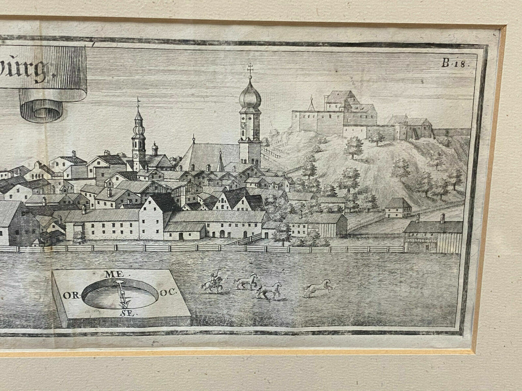 Antiker Stich Markt Kraiburg Hochwertig gerahmt schöner Zustand