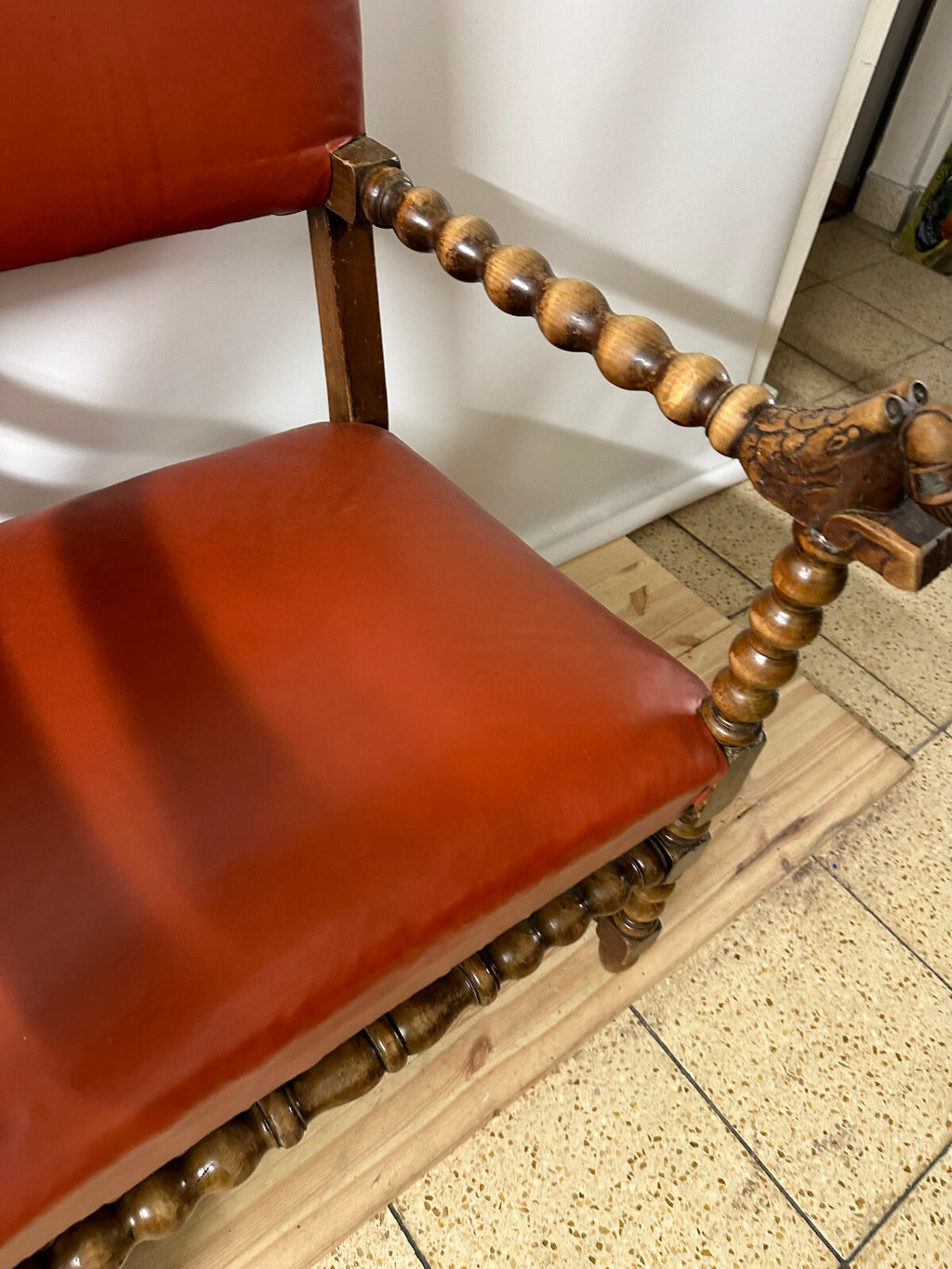 Paar Neo Renaissance Prunksessel Sessel Eiche und Leder Gründerzeit Stil 20 tes
