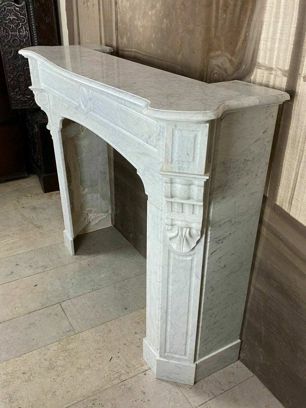 Antiker Marmor Kamin um 1890 Historismus Jugendstil Kaminumrandung antik