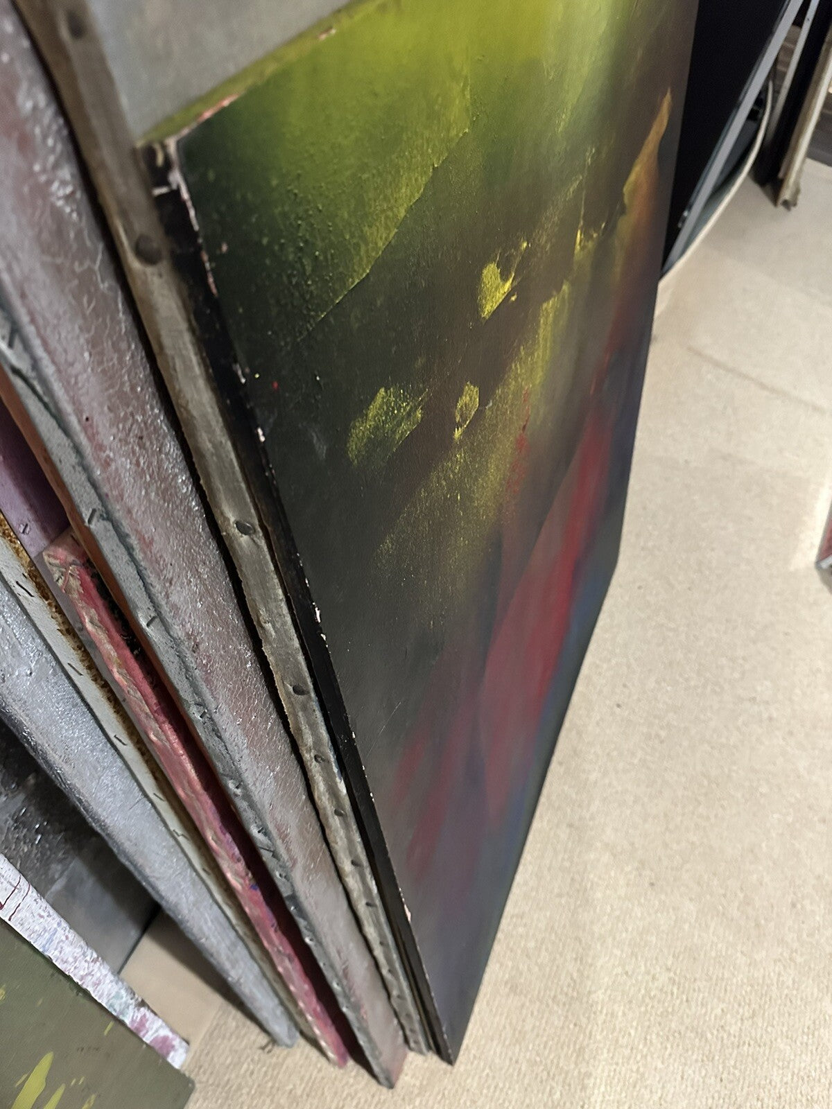 Al Bernstein (1949) Gemälde Abstrakt Aquility Of Red Acrylgemälde auf Platte