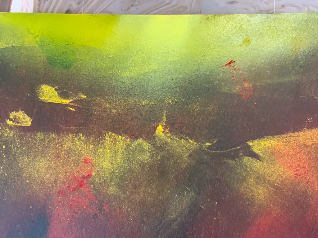 Al Bernstein (1949) Gemälde Abstrakt Aquility Of Red Acrylgemälde auf Platte