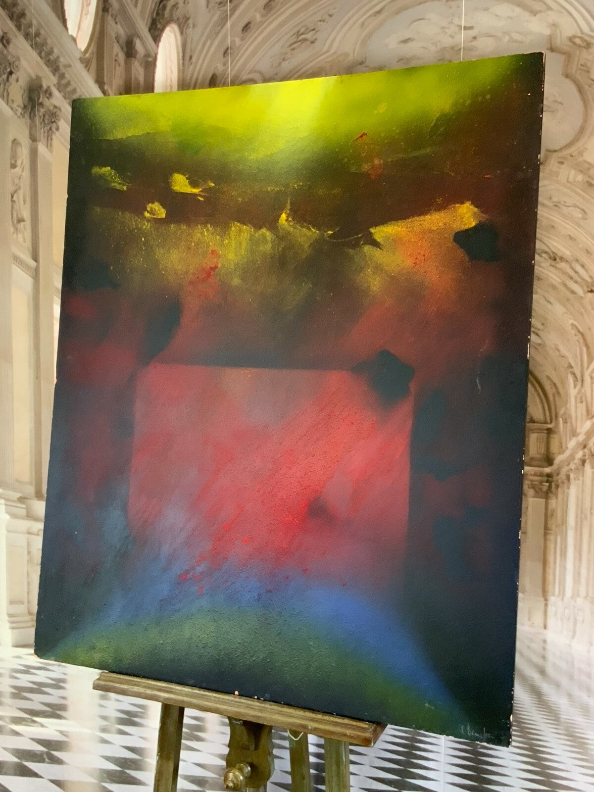 Al Bernstein (1949) Gemälde Abstrakt Aquility Of Red Acrylgemälde auf Platte