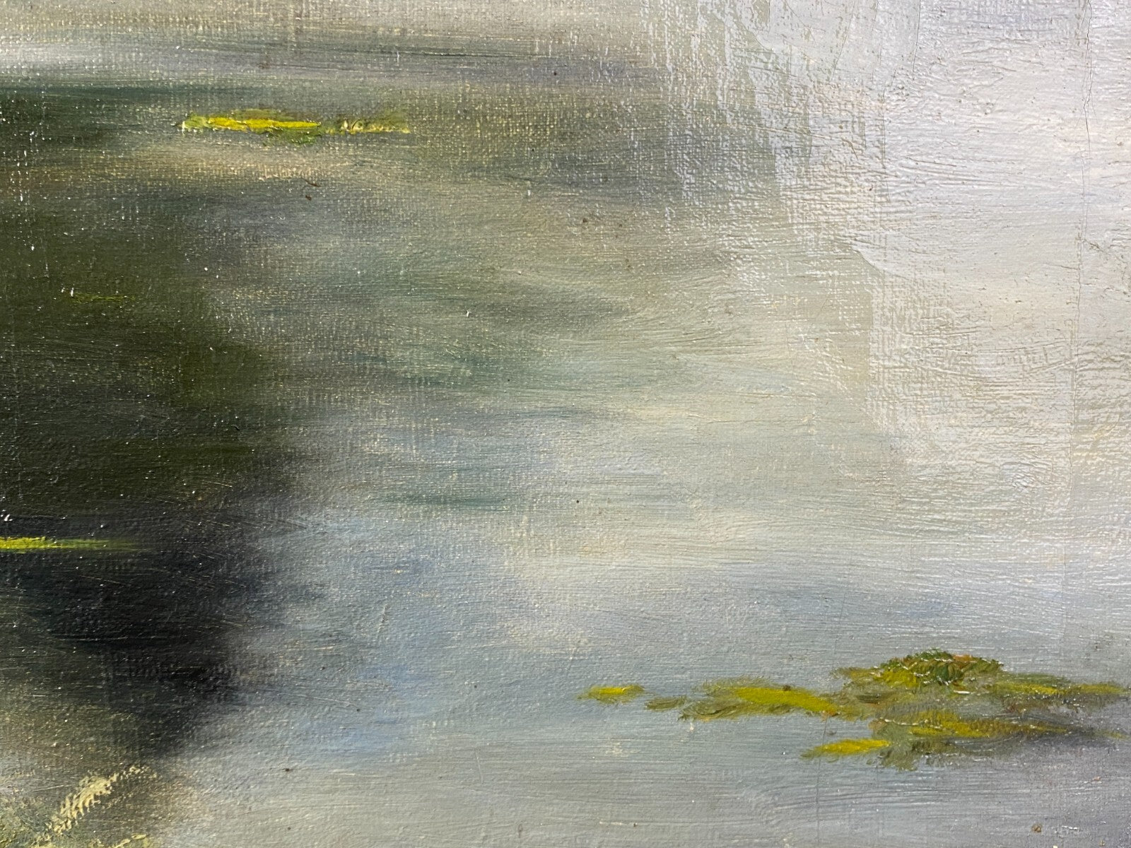 Ölgemälde Landschaft Fluss vor Bäumen Gemälde signiert Finne 1919