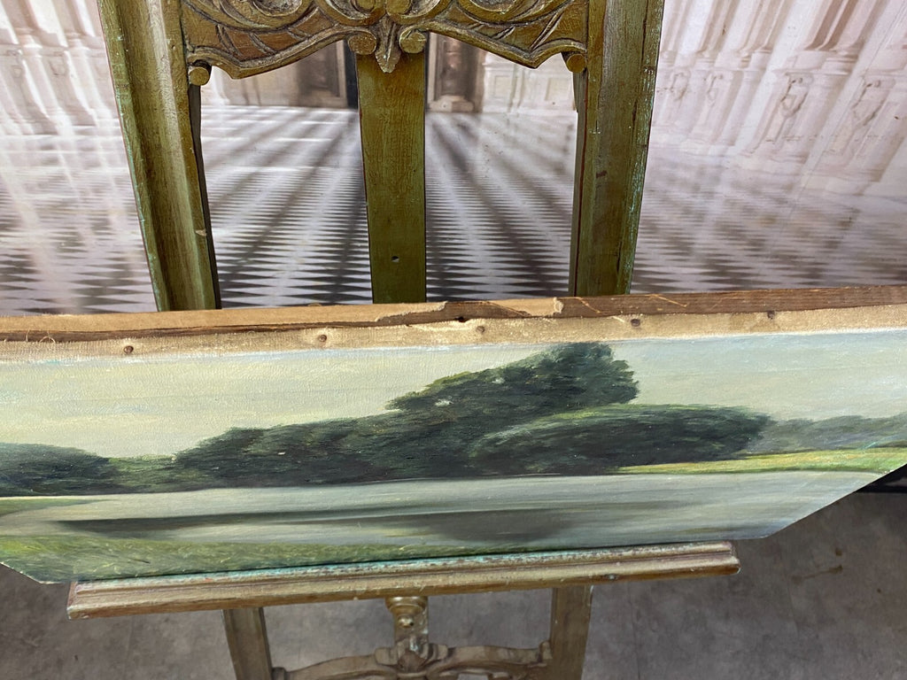 Ölgemälde Landschaft Fluss vor Bäumen Gemälde signiert Finne 1919