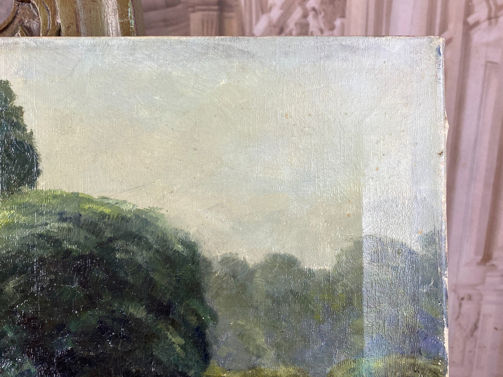 Ölgemälde Landschaft Fluss vor Bäumen Gemälde signiert Finne 1919