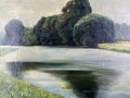 ÖLGEMÄLDE LANDSCHAFT FLUSS VOR BÄUMEN GEMÄLDE SIGNIERT FINNE 1919