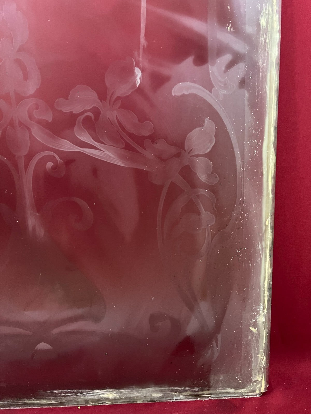 Antike Glasscheibe Fenster Glas Jugendstil original um 1910 Girlanden Chip