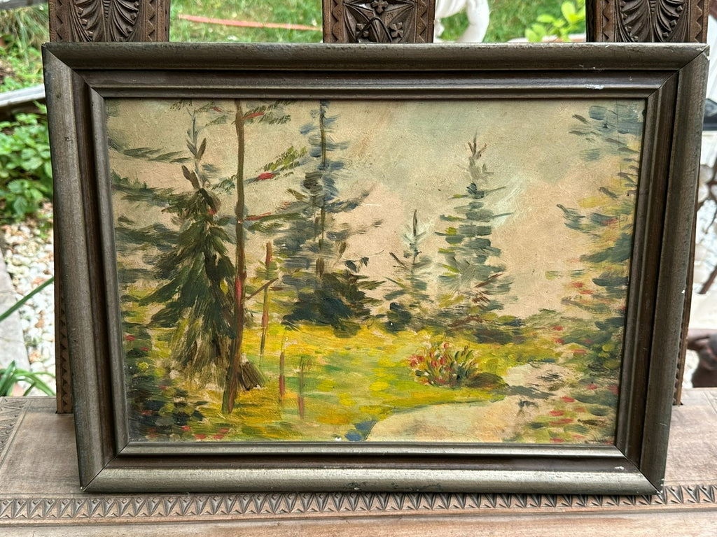 Ölgemälde auf Platte Landschaft mit Bäumen gerahmt