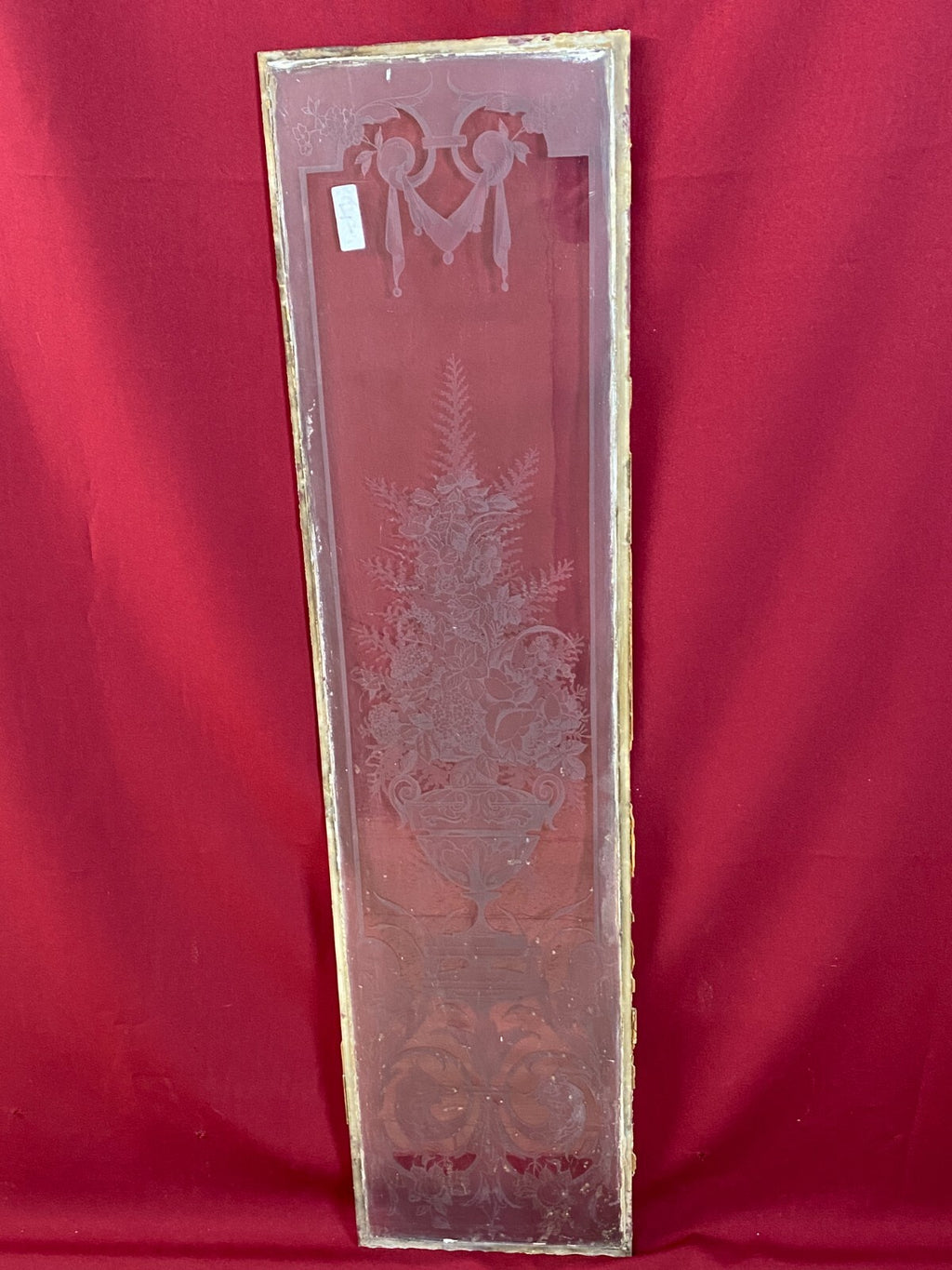 Antike Glasscheibe Fenster Glas Jugendstil um 1890 Fenster Girlanden 29,5x121cm