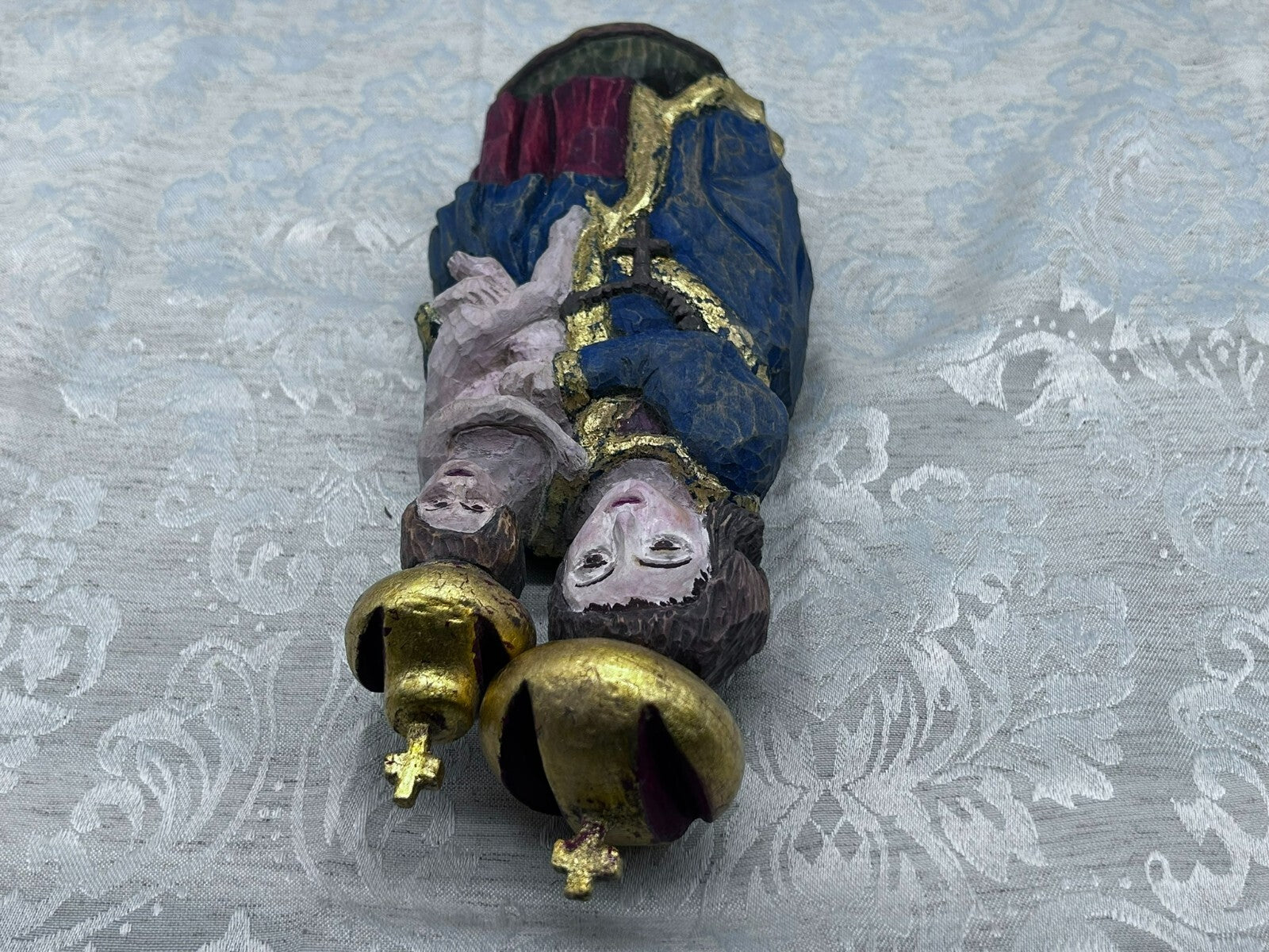 Alte Vintage Heiligenfigur Holz gefasst Heilige Maria Jesus nach antikem Vorbild