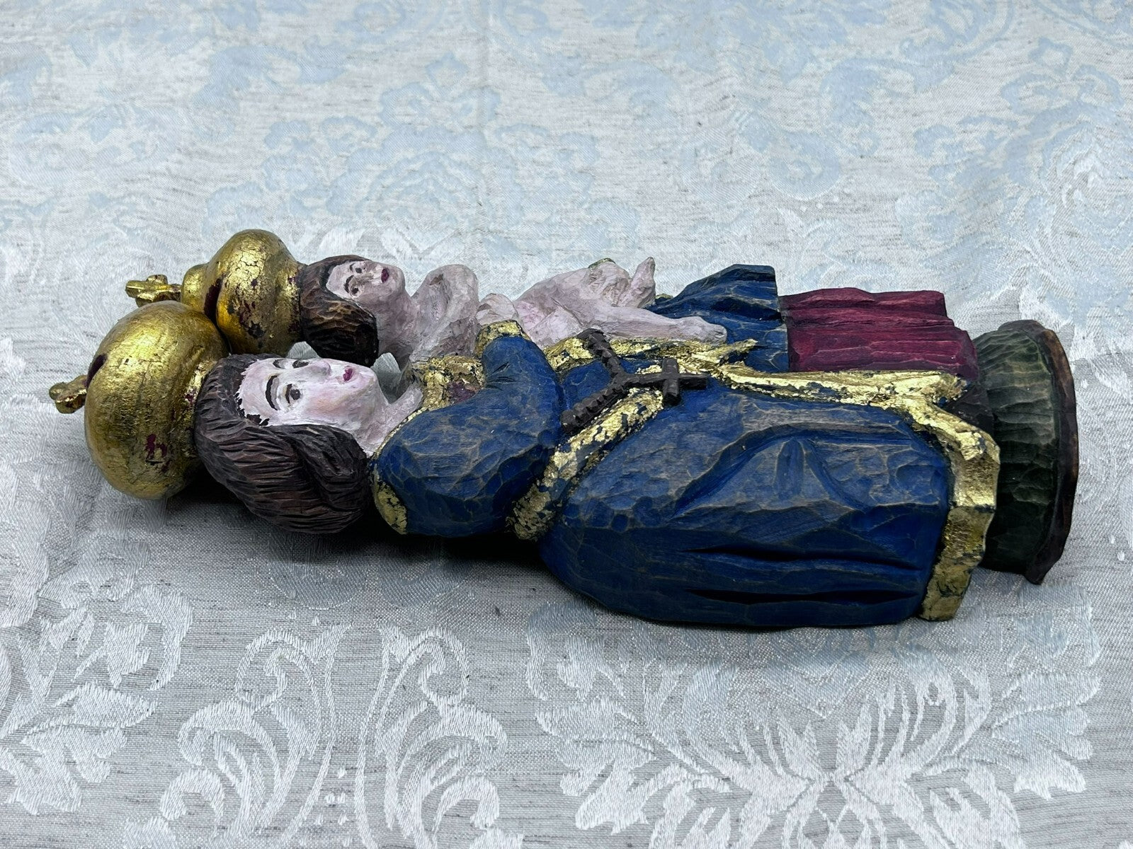 Alte Vintage Heiligenfigur Holz gefasst Heilige Maria Jesus nach antikem Vorbild