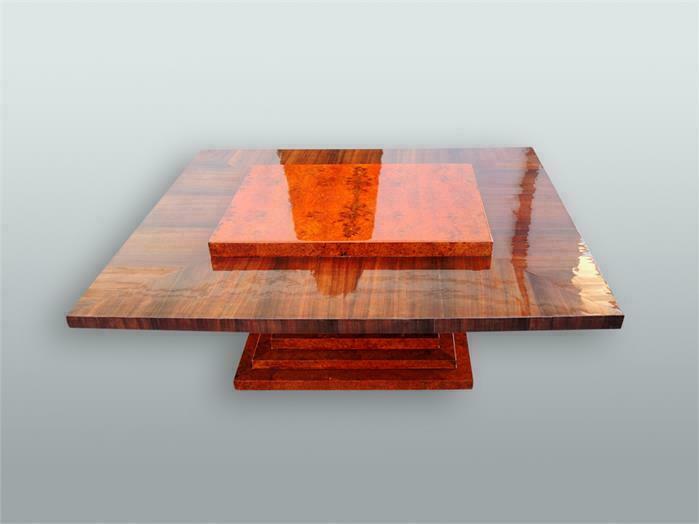 ART DECO BEISTELLTISCH UM 1920 METALLKUGEL FUSS UND MAKASSAR EBENHOLZ  ANTIK