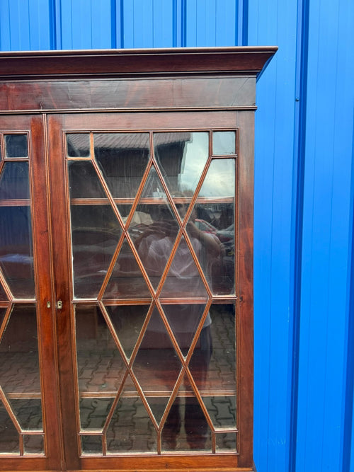 Antike Aufsatz Vitrine mit Sekretär Mahagoni England 19 tes Jhdt