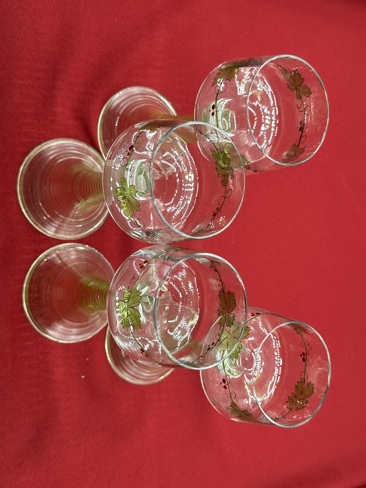 Herrschaftliche Weinrömer Theresienthal Jugendstil um 1910 4x antikes Glas