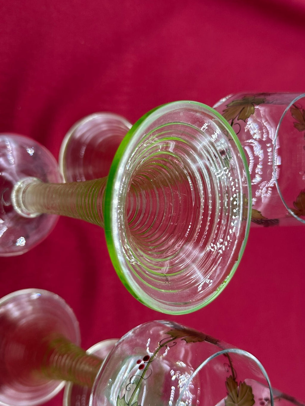 Herrschaftliche Weinrömer Theresienthal Jugendstil um 1910 4x antikes Glas