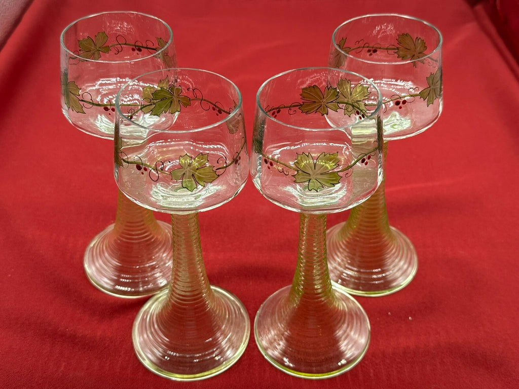 HERRSCHAFTLICHE WEINRÖMER THERESIENTHAL JUGENDSTIL UM 1910 4x ANTIKES GLAS