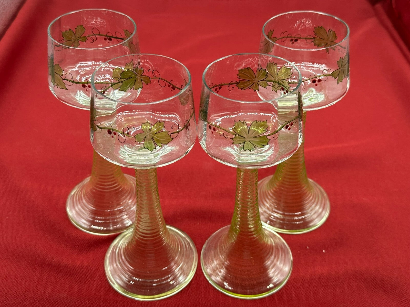 HERRSCHAFTLICHE WEINRÖMER THERESIENTHAL JUGENDSTIL UM 1910 4x ANTIKES GLAS