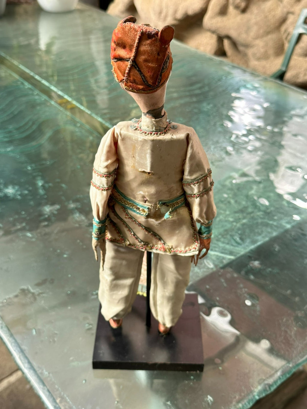 Antike China Puppe Marionette um 1900 handgefertigt Seide Kleidung