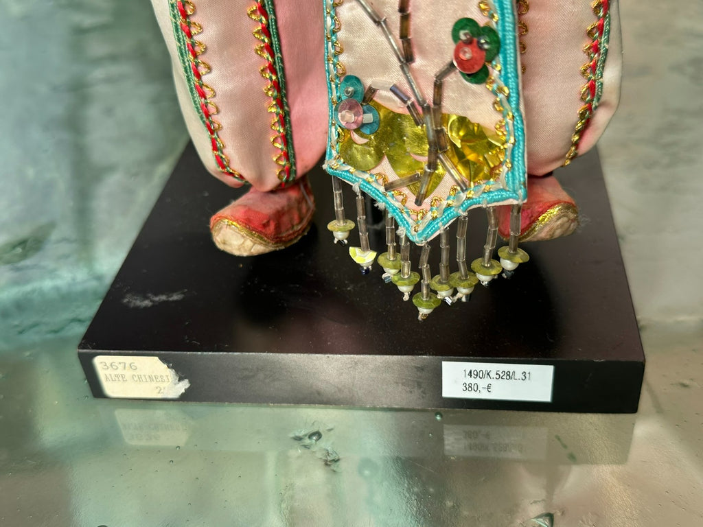 Antike China Puppe Marionette um 1900 handgefertigt Seide Kleidung