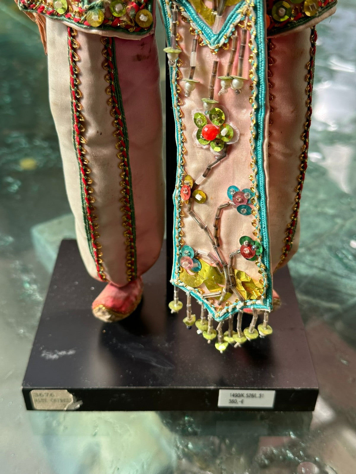 Antike China Puppe Marionette um 1900 handgefertigt Seide Kleidung