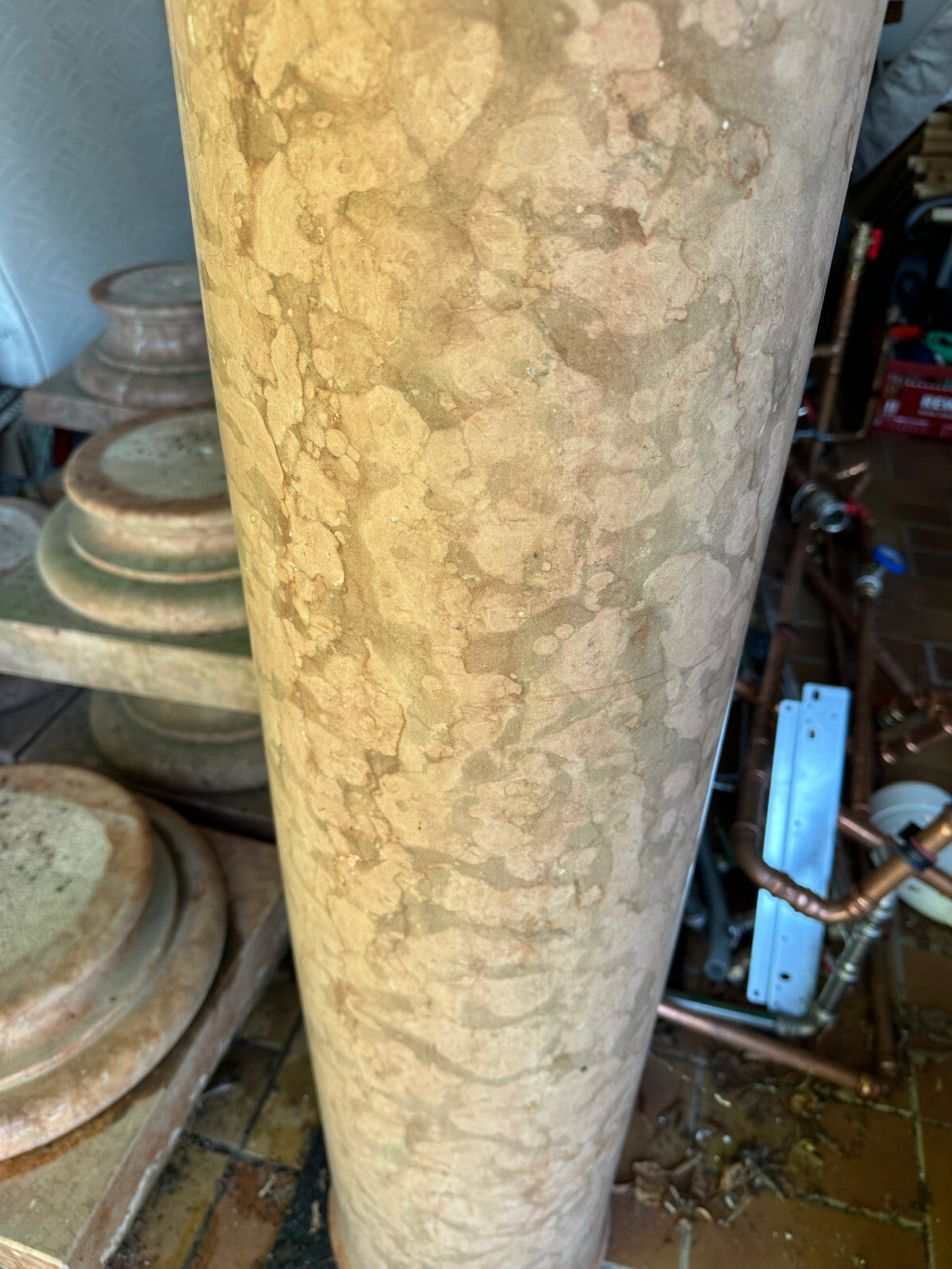 Antike Marmorsäule Rosso Verona 160cm Ca. 250kg Säule aus Marmor Kapitelle