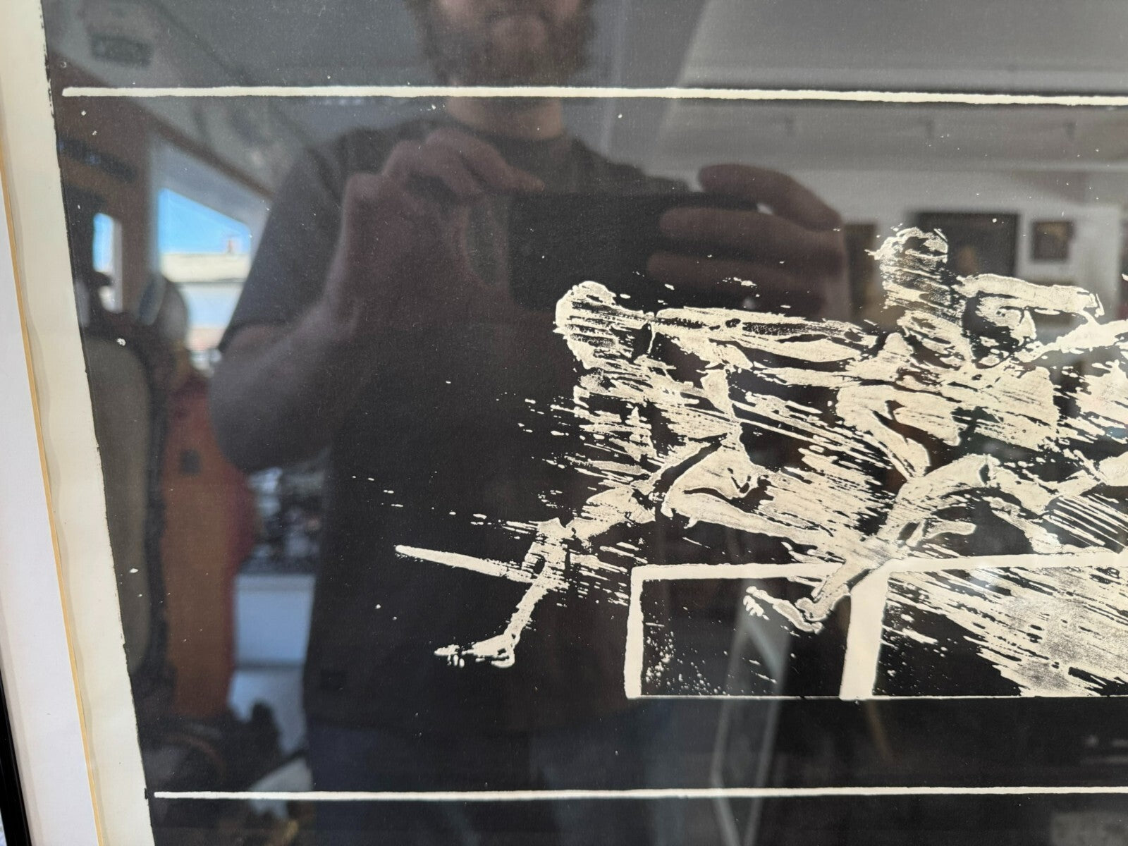 Signierte Lithografie Hinter Glas die Läufer 7/50