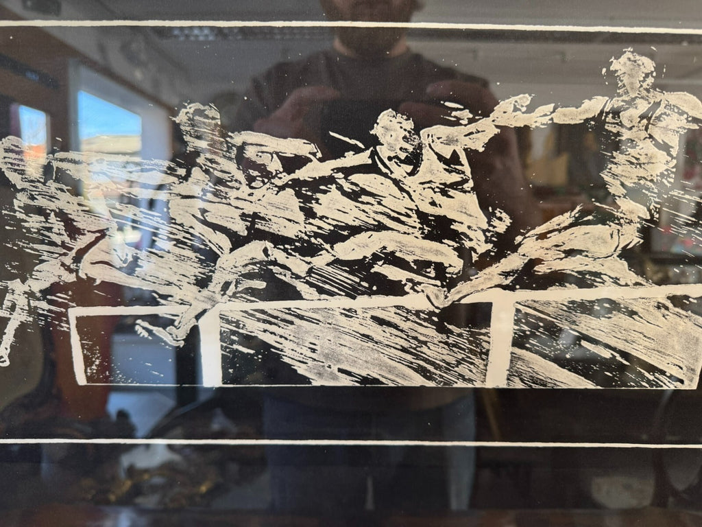 Signierte Lithografie Hinter Glas die Läufer 7/50