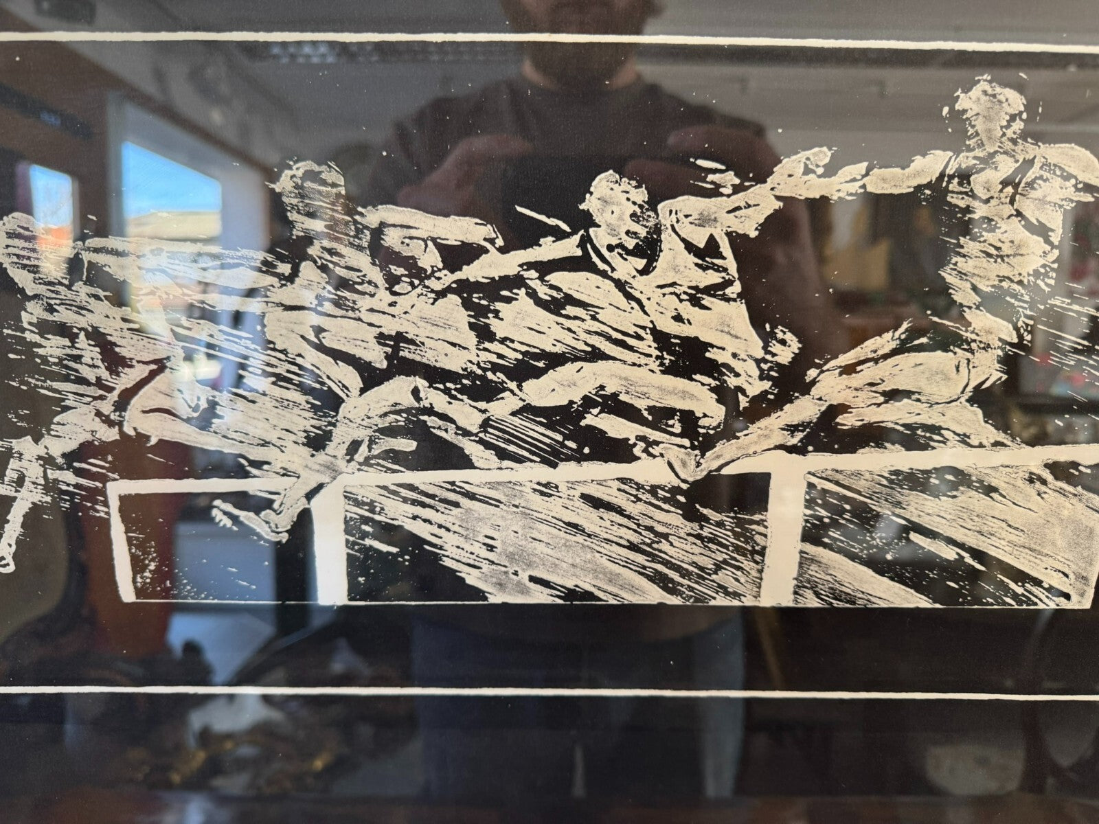 Signierte Lithografie Hinter Glas die Läufer 7/50