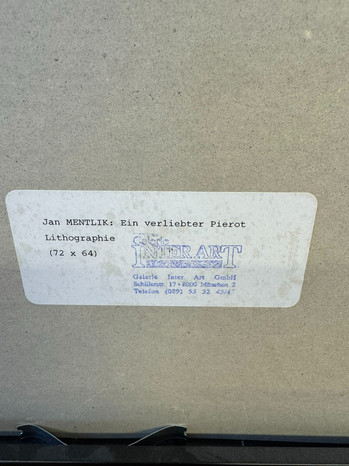 Jan Mentlík (1929) Signierte Lithografie ein Verliebter Pierot 8/50