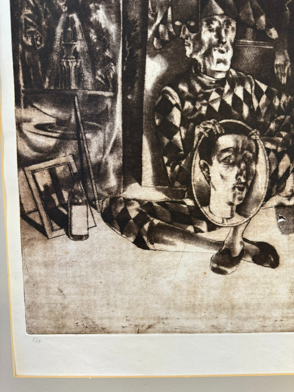 Jan Mentlík (1929) Signierte Lithografie ein Verliebter Pierot 8/50