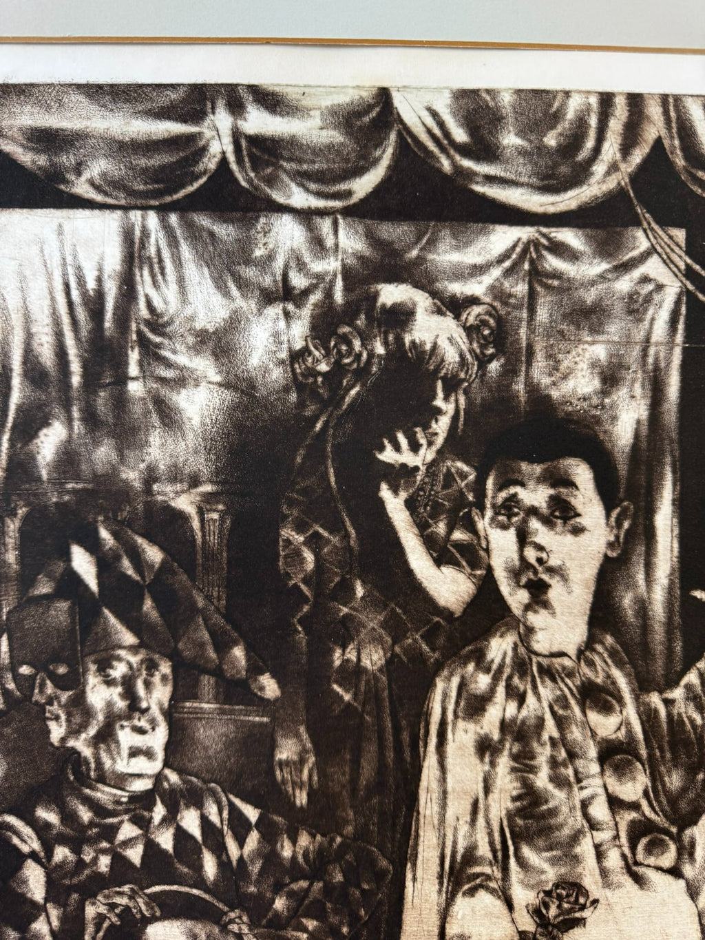 Jan Mentlík (1929) Signierte Lithografie ein Verliebter Pierot 8/50