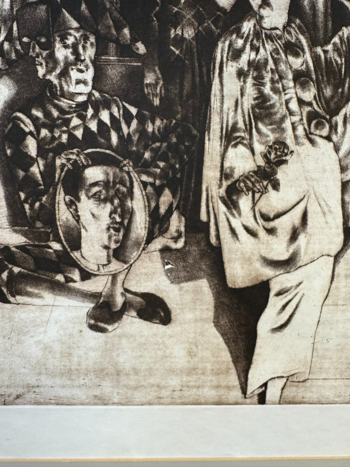 Jan Mentlík (1929) Signierte Lithografie ein Verliebter Pierot 8/50