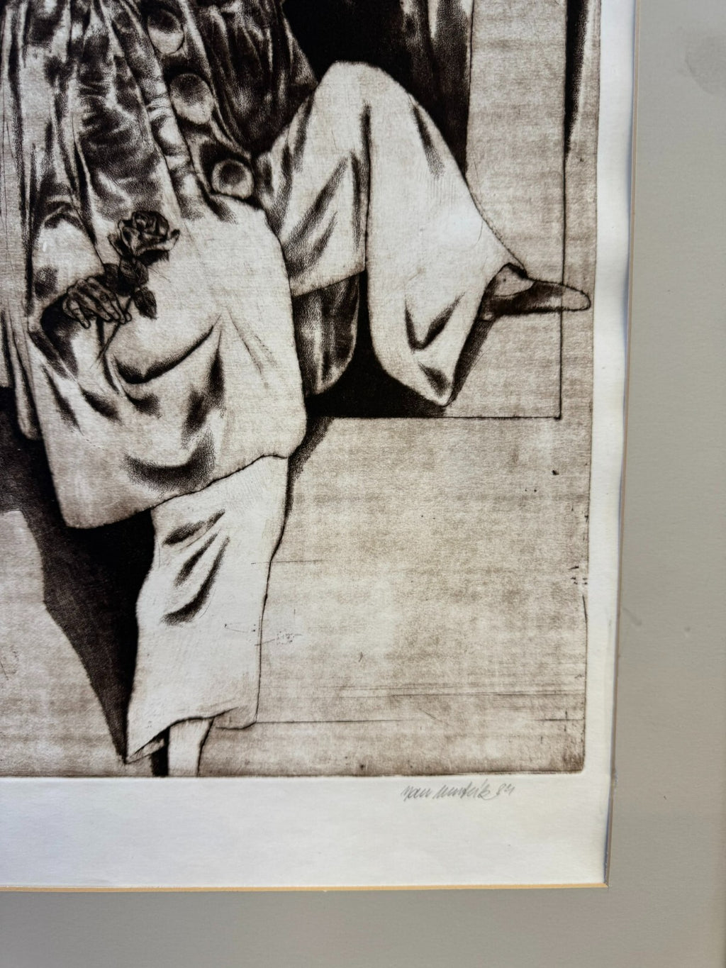 Jan Mentlík (1929) Signierte Lithografie ein Verliebter Pierot 8/50