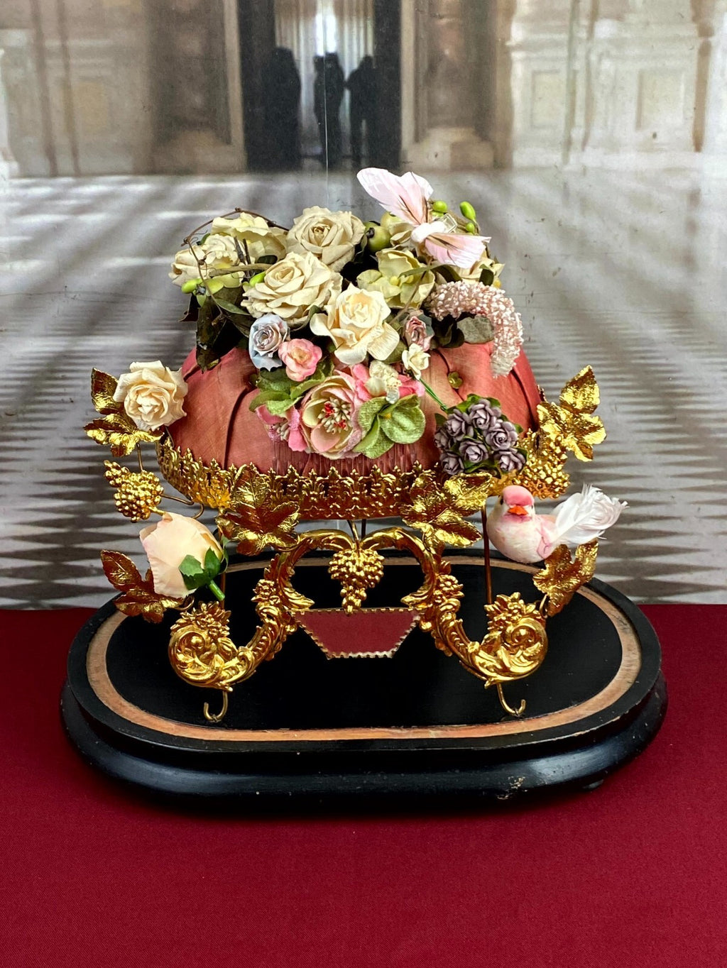 Globe De Mariee Hochzeit Andenken Frankreich Napoleon Iii Blumen Vogel 40cm