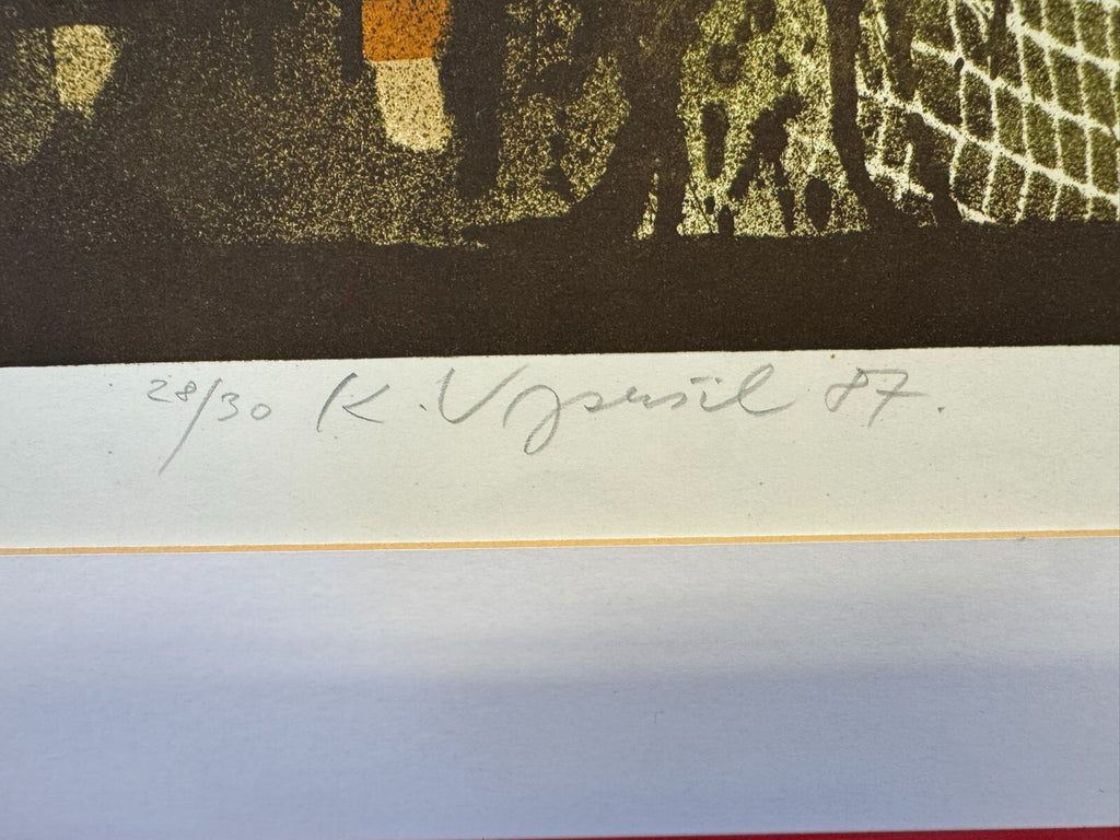 Karel Vysusil (1926-2014) Signierte Lithografie die Bedrohung 28/30