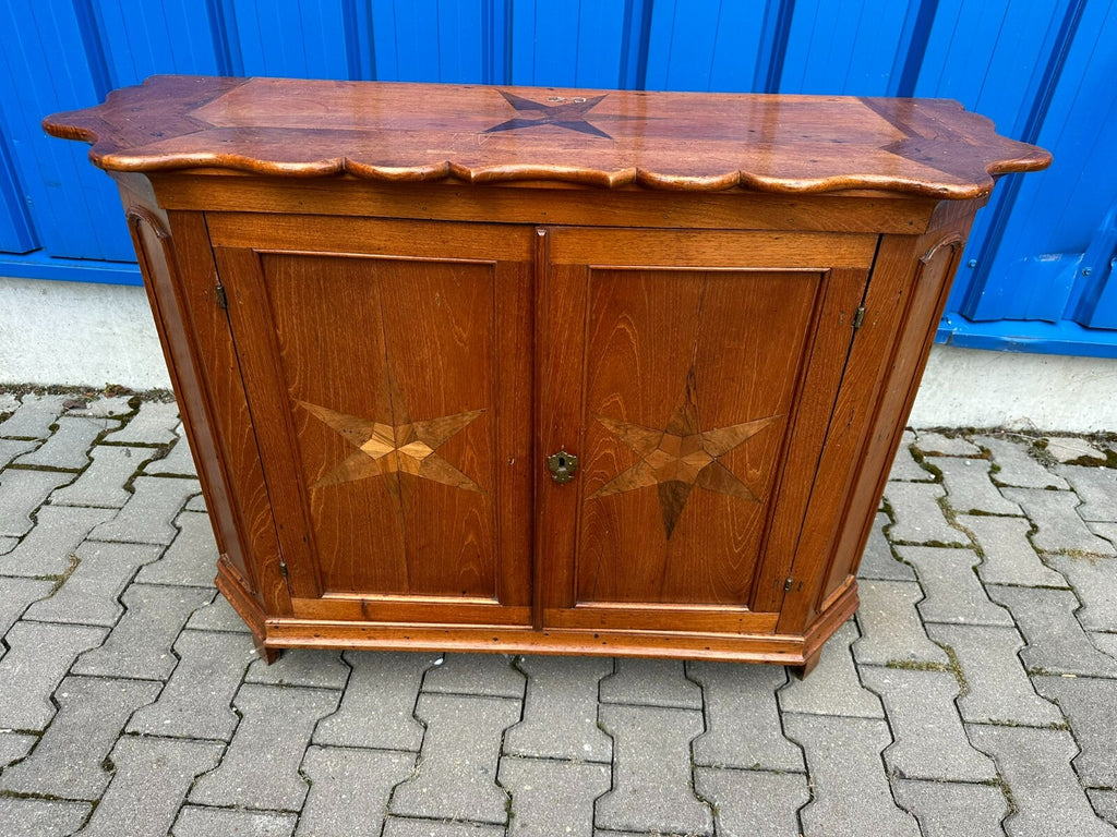 ANTIKE BAROCKKOMMODE BAROCK KOMMODE MAHAGONI MASSIV STERN INTARSIEN HOLLAND 18JH