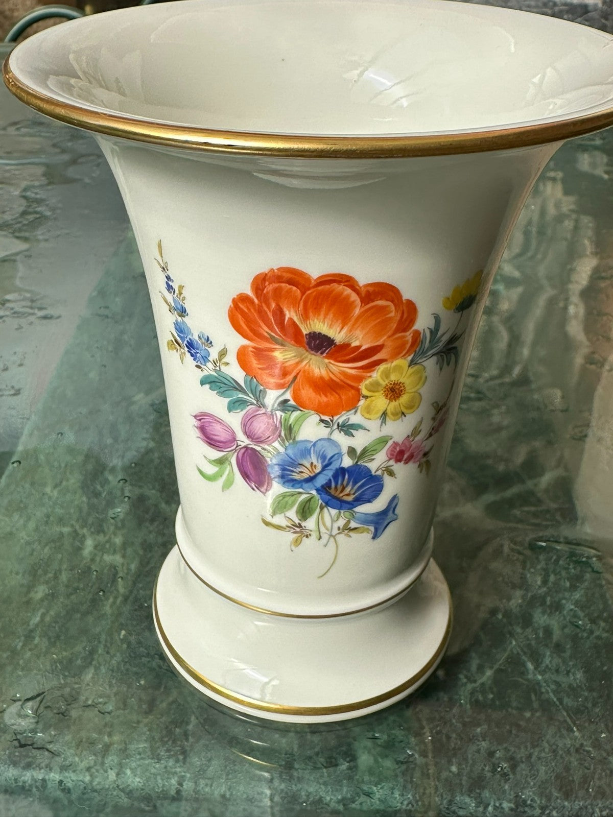 Meissen Porzellan Vase handbemalt Erste Wahl Trompetenvase Blumen