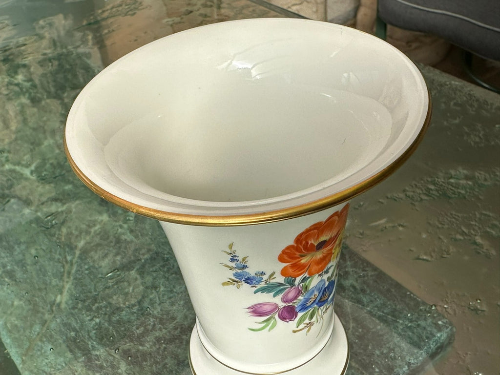 Meissen Porzellan Vase handbemalt Erste Wahl Trompetenvase Blumen