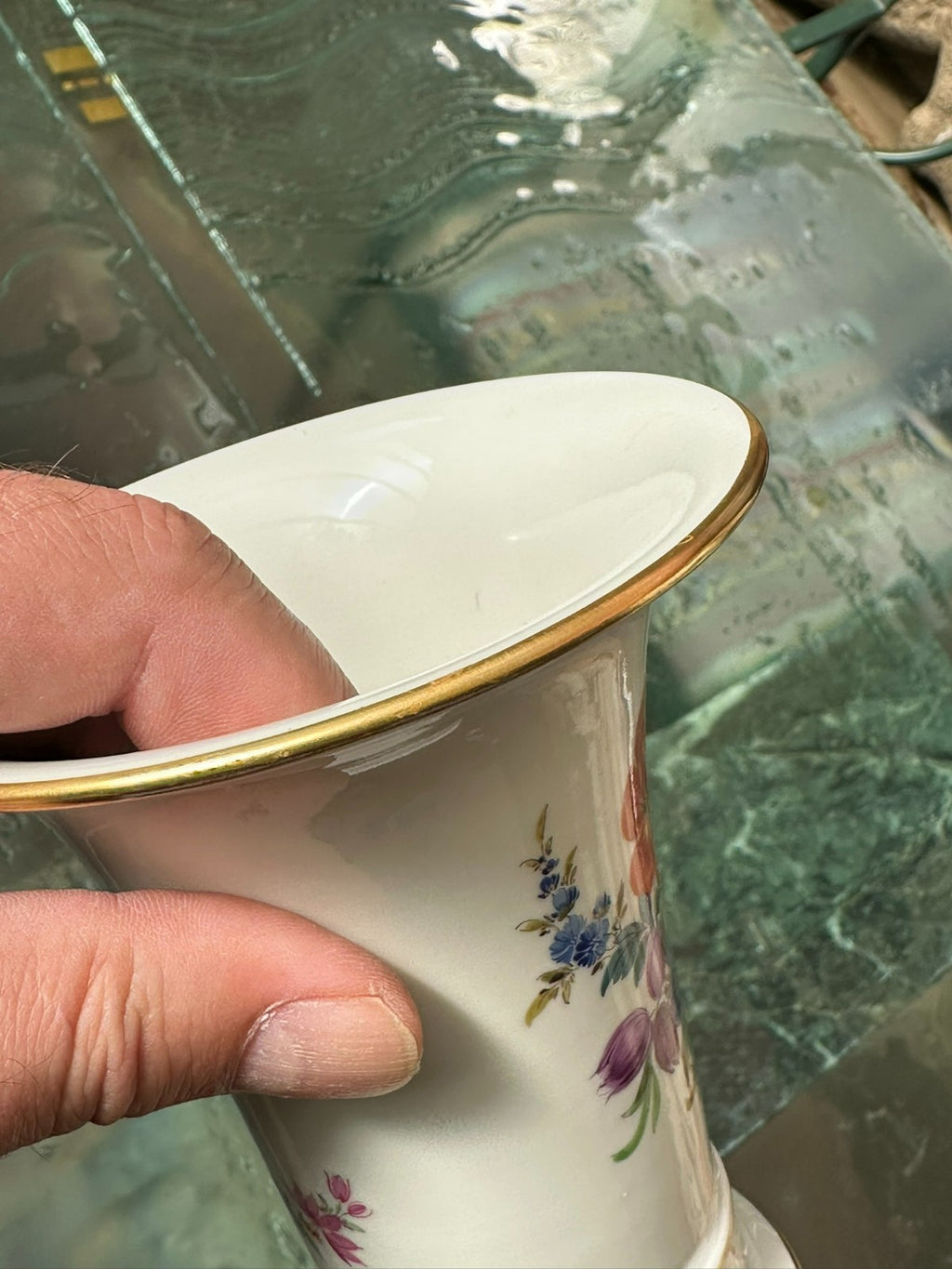 Meissen Porzellan Vase handbemalt Erste Wahl Trompetenvase Blumen