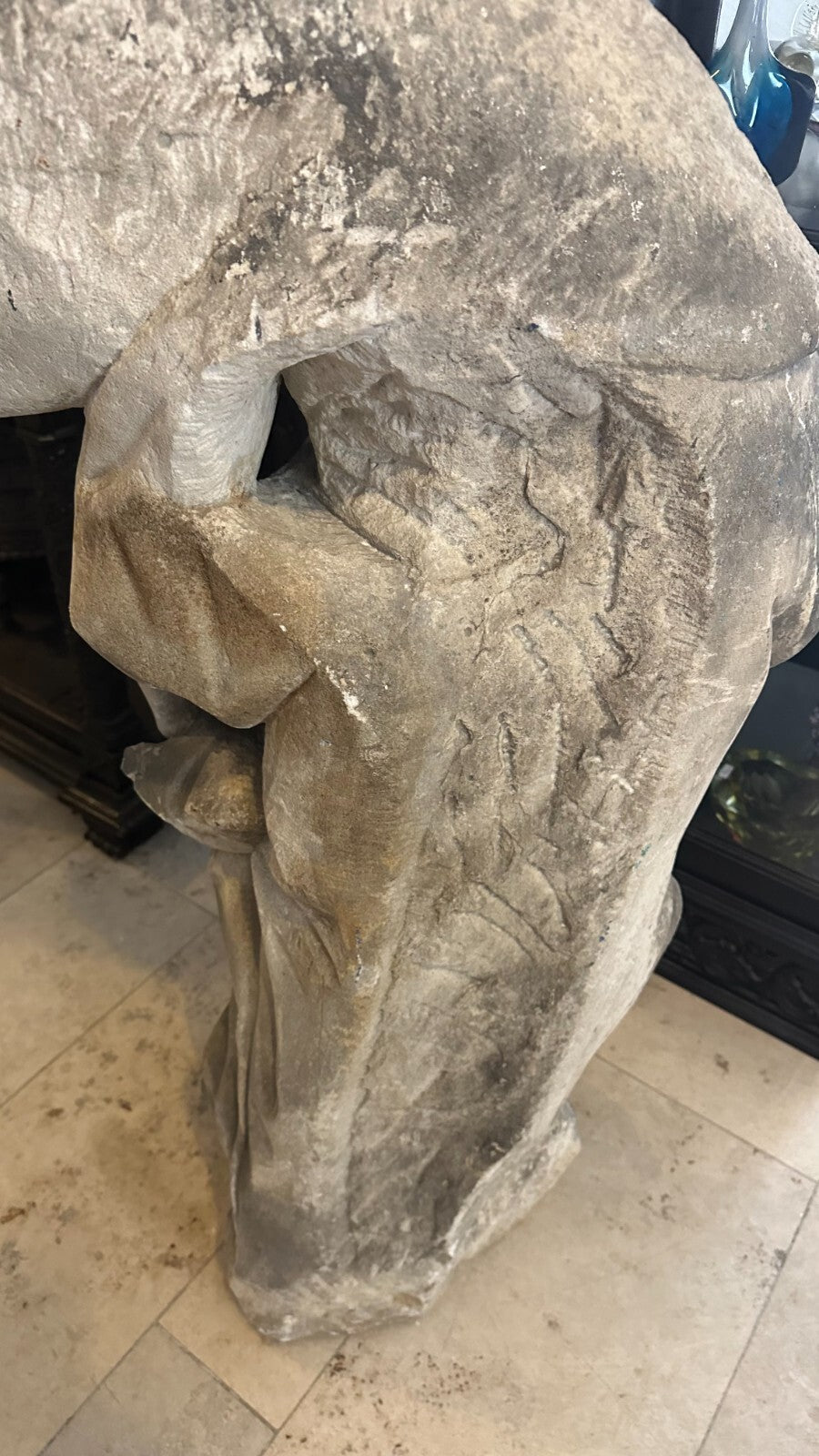 Barock Heiligenfigur aus Sandstein 18 tes Jhdt Heiliger mit Umhang 111cm