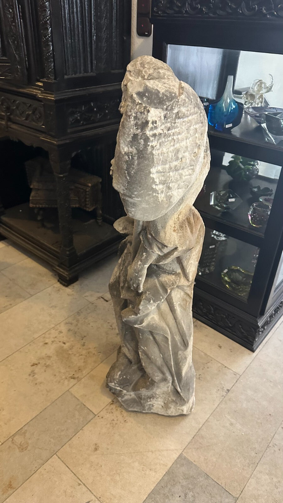 Barock Heiligenfigur aus Sandstein 18 tes Jhdt Heiliger mit Umhang 111cm