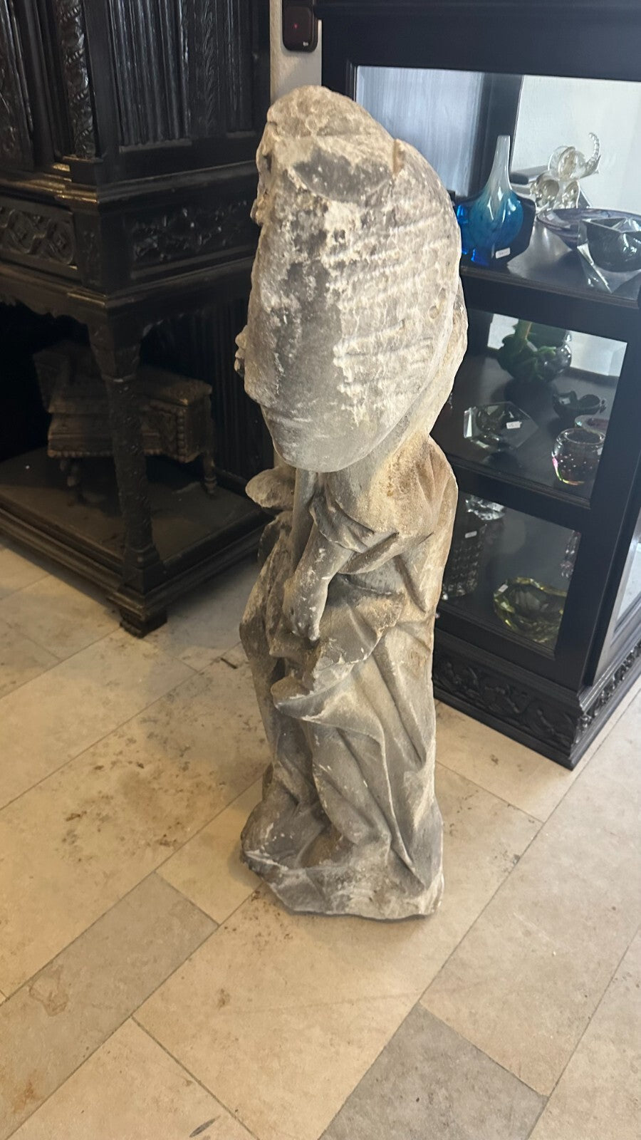Barock Heiligenfigur aus Sandstein 18 tes Jhdt Heiliger mit Umhang 111cm