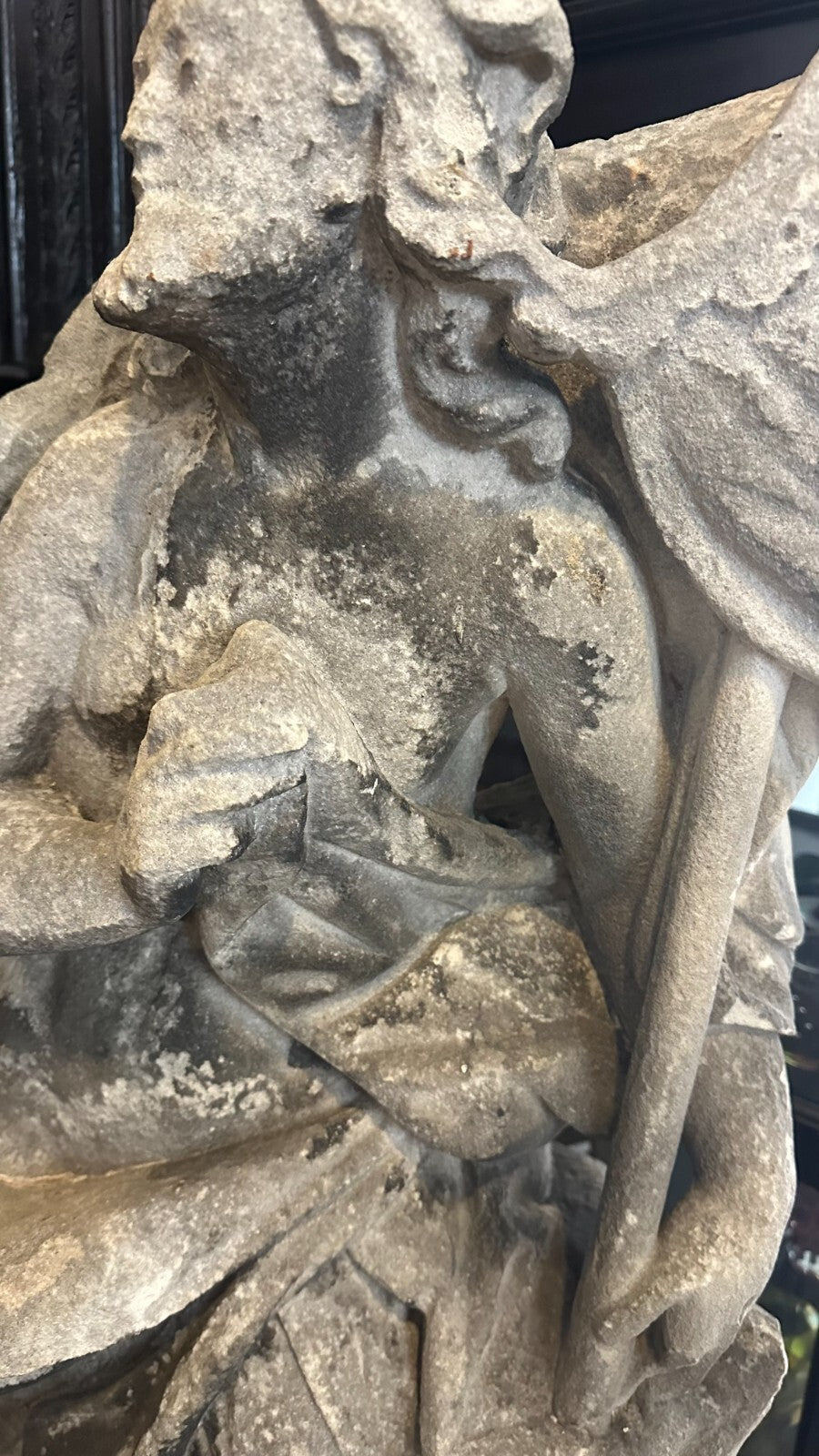 Barock Heiligenfigur aus Sandstein 18 tes Jhdt Heiliger mit Umhang 111cm
