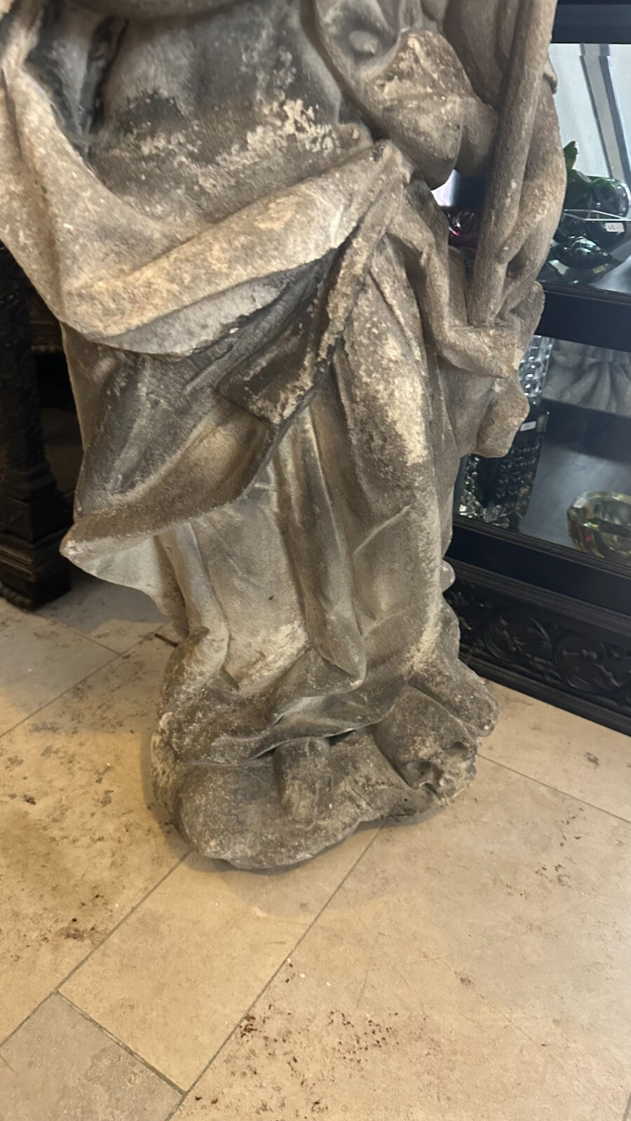 Barock Heiligenfigur aus Sandstein 18 tes Jhdt Heiliger mit Umhang 111cm