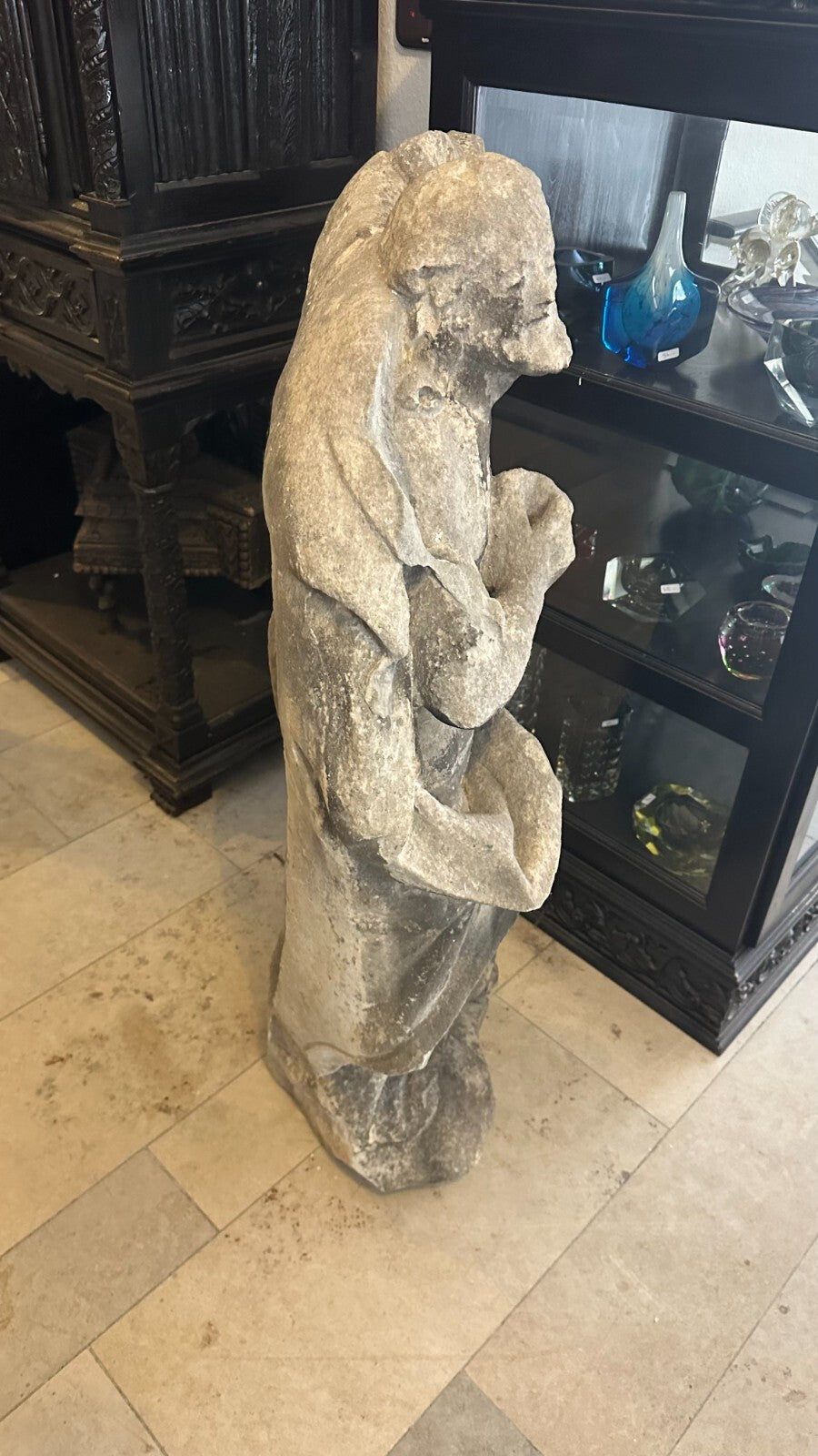 Barock Heiligenfigur aus Sandstein 18 tes Jhdt Heiliger mit Umhang 111cm