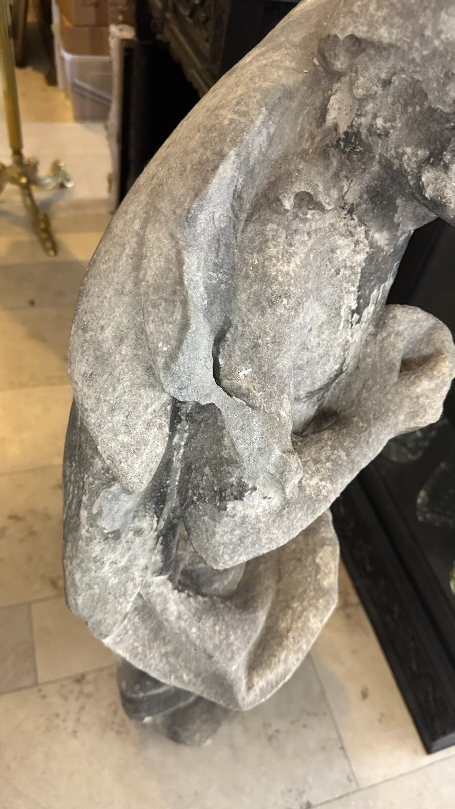 Barock Heiligenfigur aus Sandstein 18 tes Jhdt Heiliger mit Umhang 111cm